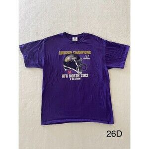 2012 Baltimore Ravens AFC North Division Champions T-Shirt‎ Size Large Purple